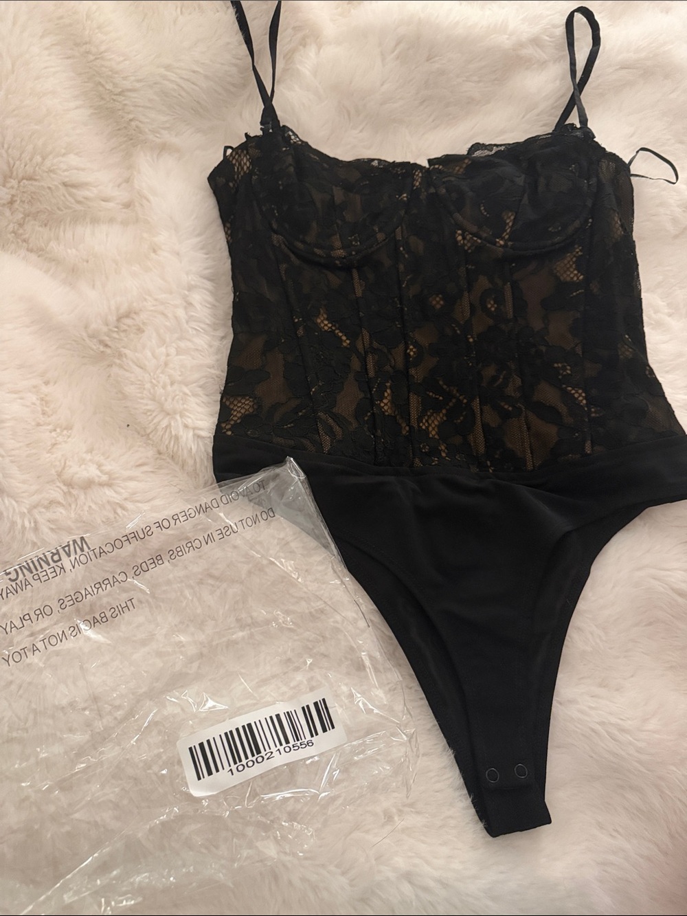 Vici Black Lace Bustier Bodysuit with Thin Straps - Picture 2 of 4